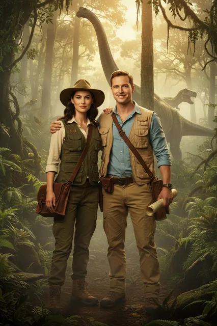 KI-Stil Dino-Expedition — Beispielbild der KI-Fotobox