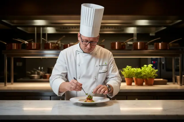 KI-Stil Fine-Dining-Koch — Beispielbild der KI-Fotobox
