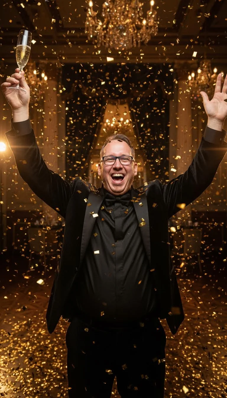 KI-Verwandlung im Stil Gold-Konfetti