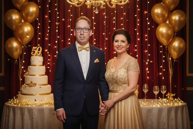 KI-Verwandlung im Stil Goldene Hochzeit