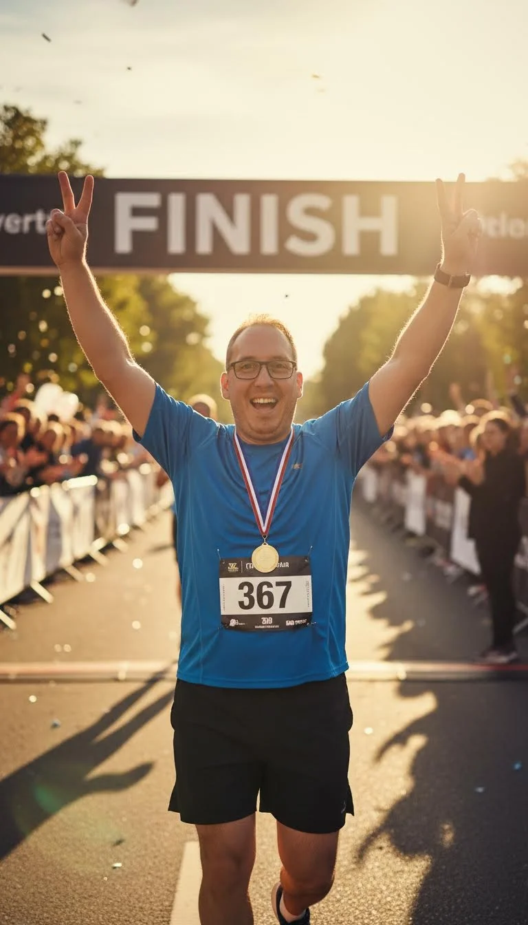 KI-Stil Marathon Finish — Beispielbild der KI-Fotobox