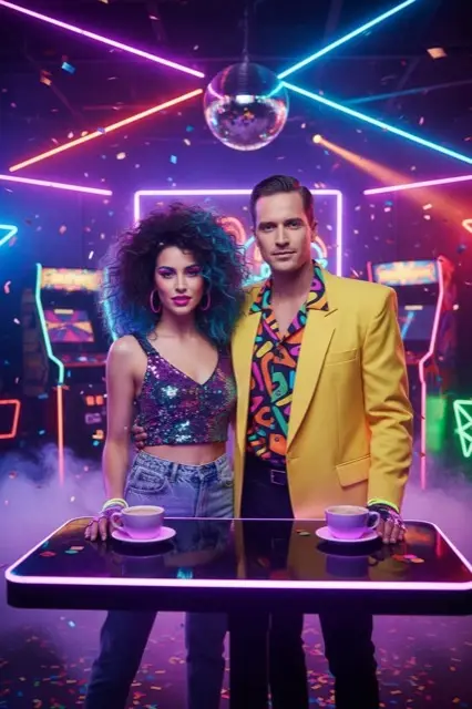 KI-Verwandlung im Stil 80s Party