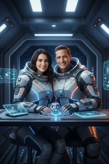 KI-Stil Space Hero — Beispielbild der KI-Fotobox