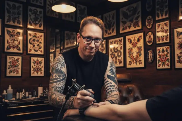KI-Stil Tattoo-Artist — Beispielbild der KI-Fotobox