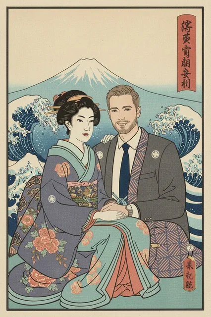 KI-Stil Ukiyo-e Holzschnitt — Beispielbild der KI-Fotobox