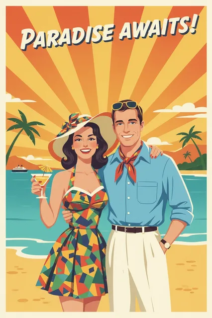 KI-Stil Vintage-Reiseposter — Beispielbild der KI-Fotobox